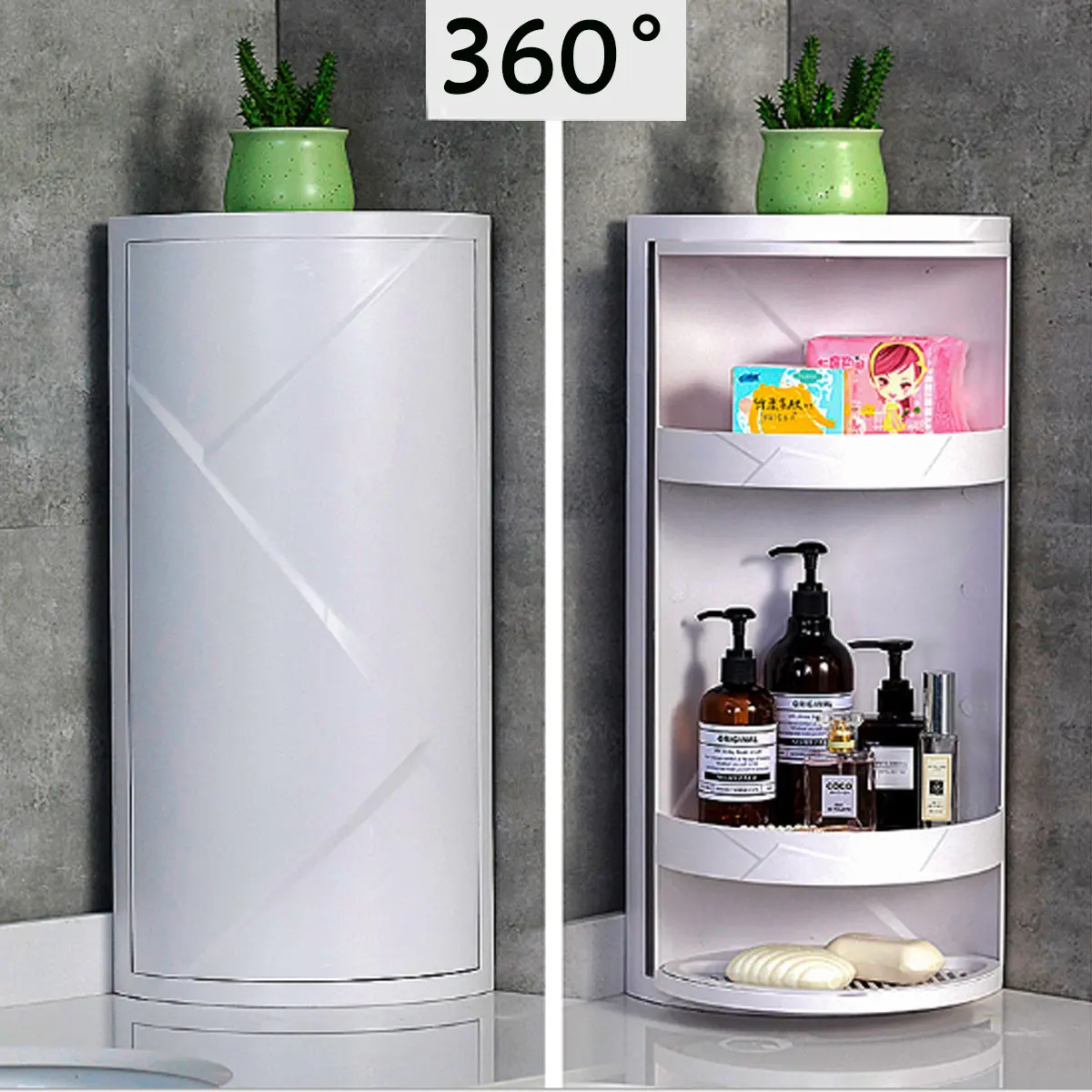 US $21.89 ML Size Multifunction 360degree Rotatable Bathroom Storage Rack Corner Storage Cabinet Cabinet Store CosmeticsPerfumShampoo