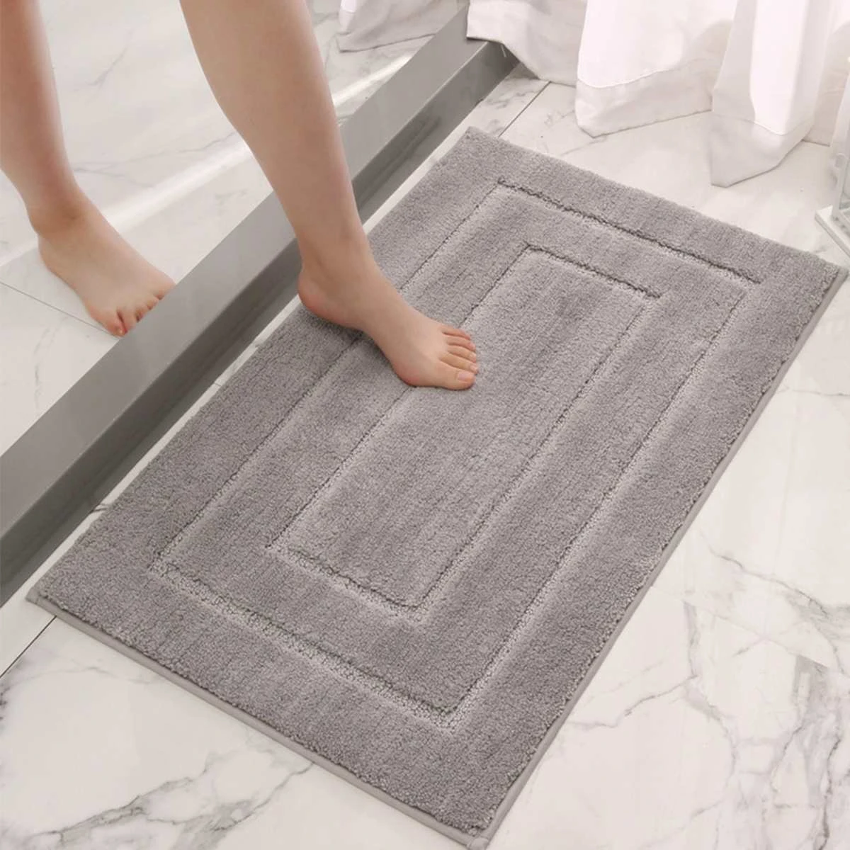 Shower Water Absorbent Bath Rug Durable Floor Mats grey 【51OFF!】