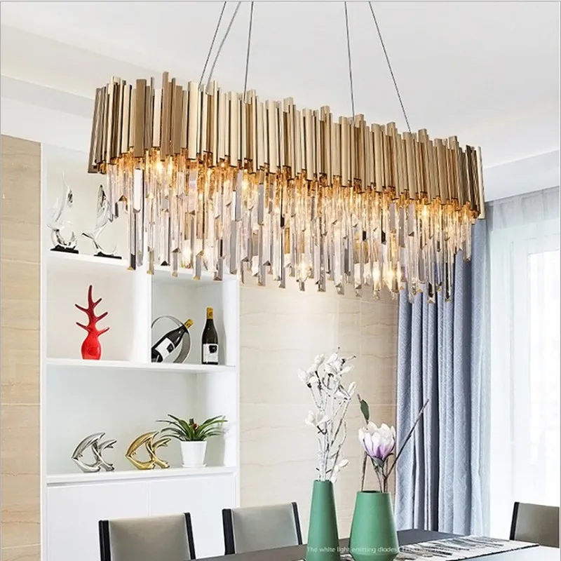 Современный Овальный Хрустальный люстра светильник ing Lustre Cristal люстры подвесной светильник с золотым покрытием E12/E14 110 В/220 В