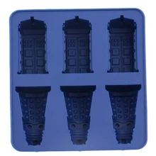 Новое поступление Еда Класс в виде далека из сериала «Доктор Кто» и из ТПУ с принтом "Тардис(поднос кубика льда конфеты шоколадное желе пресс-форма для кухни