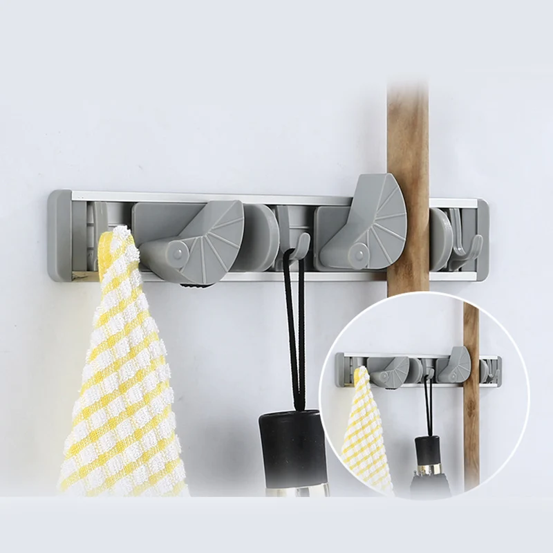 

Free Punching Space Magic Wall Aluminum Mop Storage Rack Balcony Hanging Mount Card Holder Clip VJ-Drop
