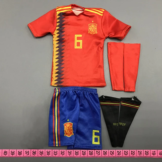 スペインのサッカーフィギュア,スター,アンドレスイエスタの服のセット