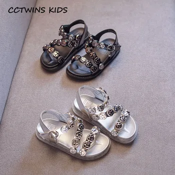 

Girls Sparkly Sandals Shoes 2020 Summer Children Black Soft Shoes Baby Brand Flat Girls Fashion Sandals Toddler Silver PS785