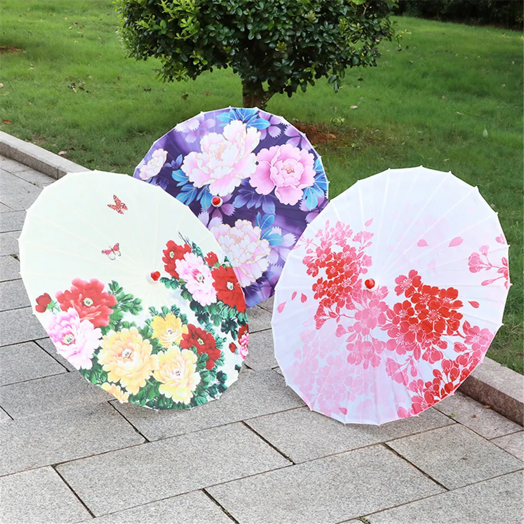 

Chinese Silk Cloth Umbrella Classical Style Decorative Umbrella Oil Paper Umbrel Ancient Dance Umbrellas Decorative Cosplay