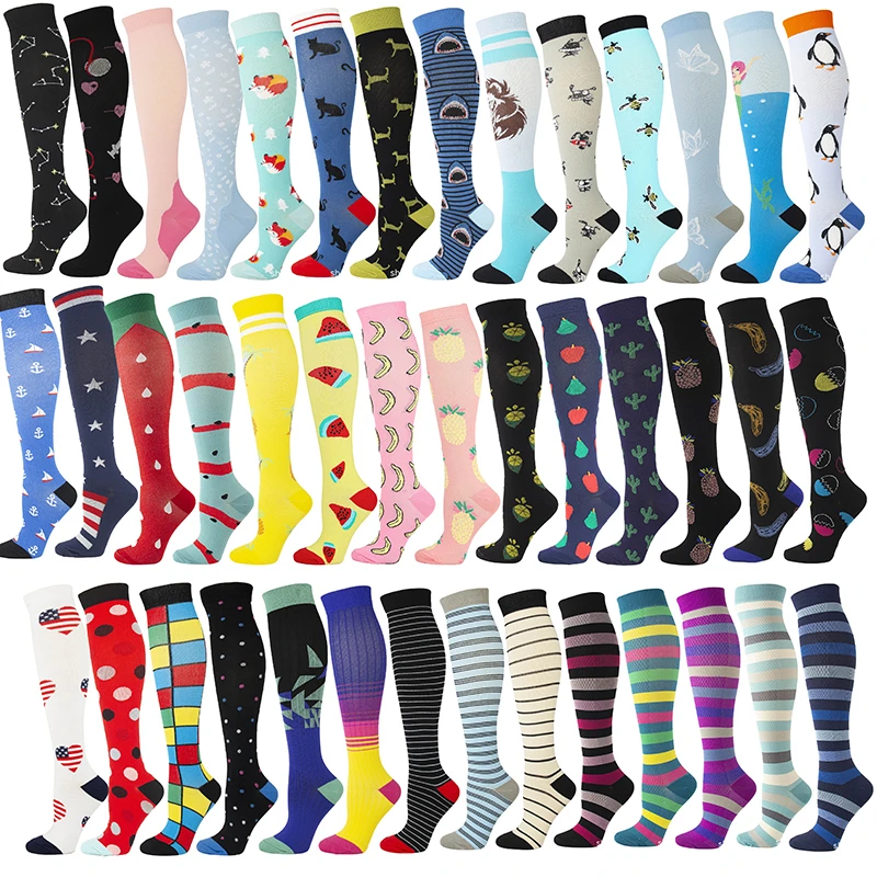 

3 Pairs Compression Socks Knee High Men Sports Socks 30mmHg Edema Diabetes Varicose Veins Running Women Marathon Stocking