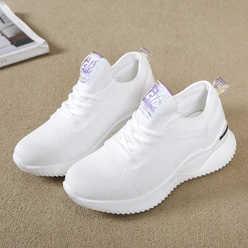 

2020 Ladies Sneakers Breathable Women Casual Platform Shoes Woman Fashion Height Increasing Air Mesh Pink White Sport Walk Shoes