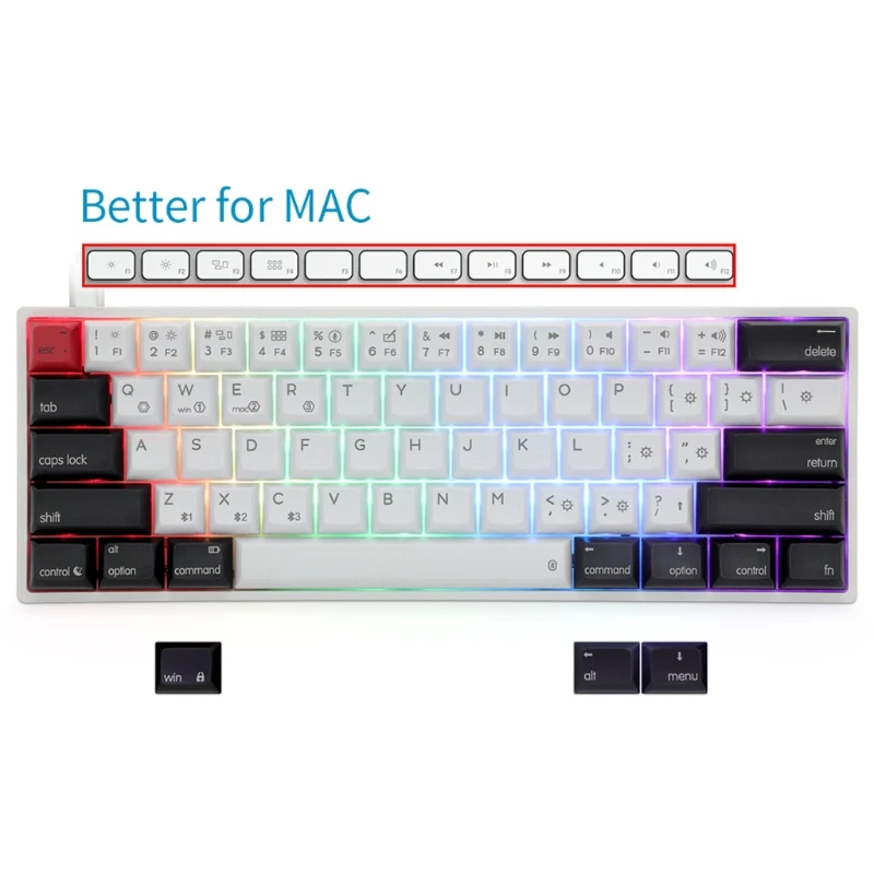 AK61 HotSwap Mechanical Keyboard Mini Portable Wired PBT Keycap Gateron Switch RGB Gaming Keyboard Designed for Mac/Win