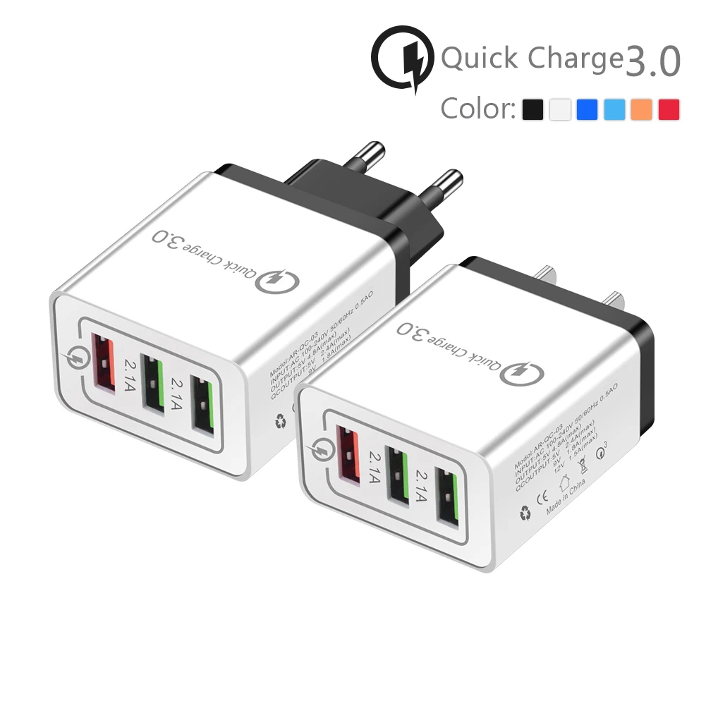 АБС-пластик 3 USB-порта быстрая зарядка 0 зарядное устройство для телефона вилка