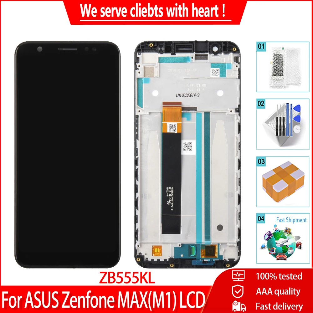 ЖК-дисплей для Asus Zenfone Max M1 ZB555KL сенсорный экран дигитайзер в сборе с рамкой ASUS
