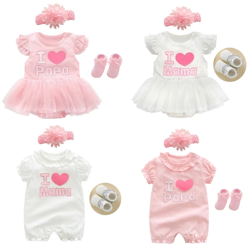 Newborn Baby Girl Dresses & Clothes 0 3 6 9 Months 1 Year Old Baby Girl Party Dress Summer Set