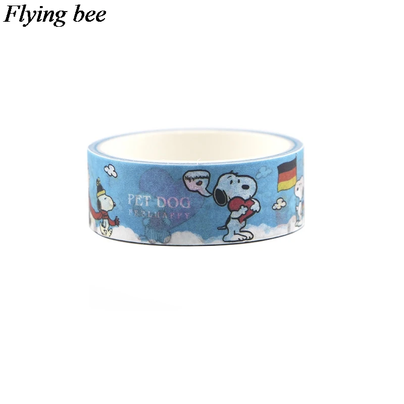 20 шт./лот Flyingbee 15 мм X 5 м смешная собака васи лента бумага DIY декоративная клейкая лента канцелярские Kawaii Маскировочные ленты X0586