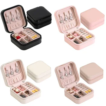 

2020 American Style Portable Pu Fresh Simple Ear Stud Jewlery Box Small Earrings Ring Multi-functional Jewelry Box Wholesale New