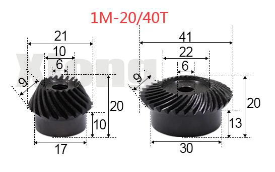 

1M-20 / 40Teeths 1: 2 Ration Precision Spiral Bevel Gear Spiral Bevel Gear 0.15g