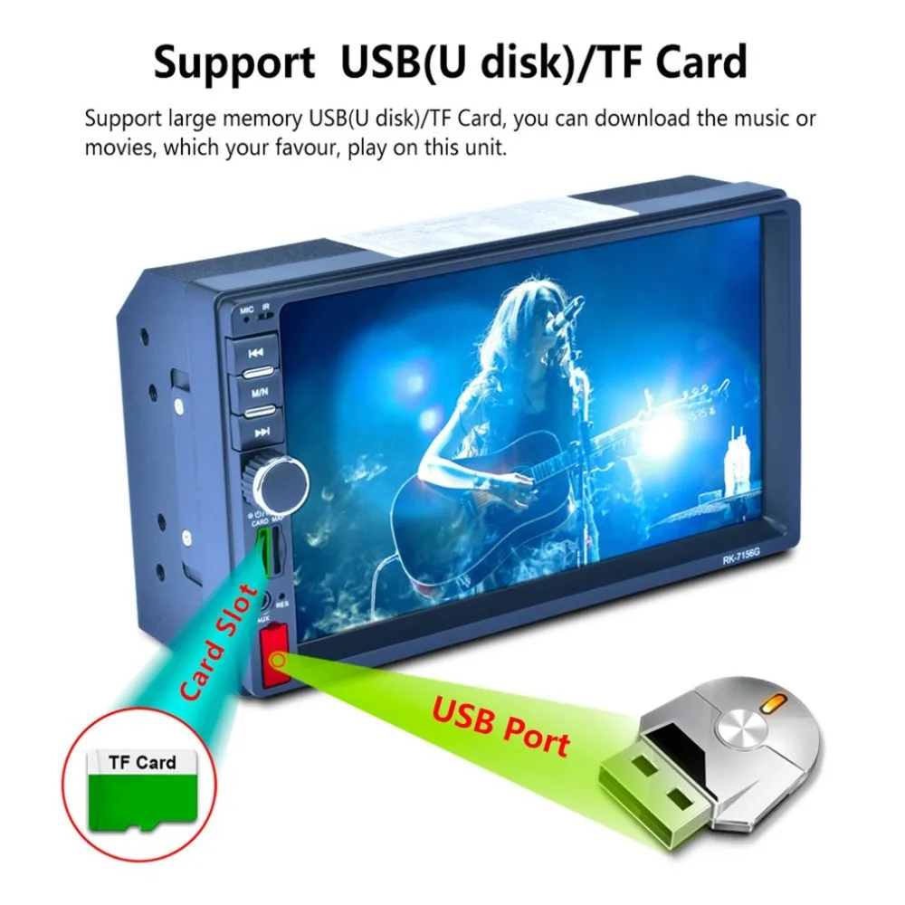 RK-7156G 2Din 7 дюймов Автомобильный MP5 Bluetooth FM/RDS автомобильный Радио HD сенсорный экран gps навигация автомобильный мультимедийный плеер Поддержка USB TF