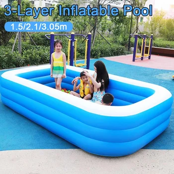 

3 Layers Family Home Inflatable Swimming Pool Outdoor Indoor Adults Kids Pool Bathing Tub 150cm/210cm/305cm