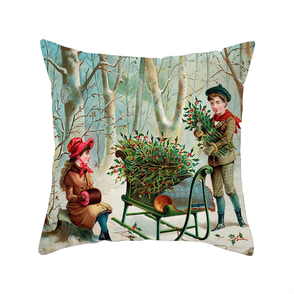 Lychee, Рождественская серия, чехол для подушки 45x45 см, оранжевый полиэстер, персиковая кожа, чехол для подушки для спальни, дома, офиса