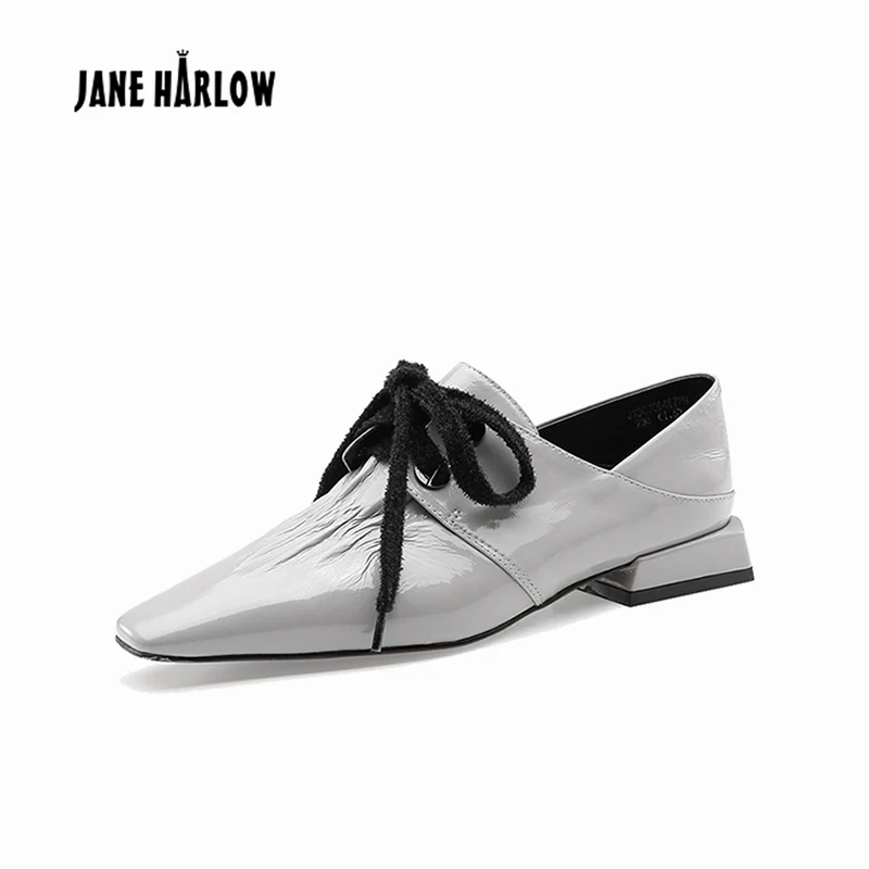 JANE HARLOW/удобная женская обувь на квадратном каблуке со шнуровкой Женская обувь из натуральной кожи повседневная обувь удобная дышащая обувь