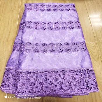 

African bazin riche fabric with brode Latest fashion embroidery bazin lace fabric with net lace 5 yards 3L052103