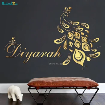 

Custom Word Exquisite Bird Wall Sticker Birthday Party Animal Decor Gold Tropical Vinyl Art Murals Handmade YT4862