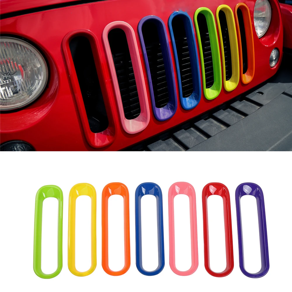 Накладка на переднюю решетку для 2007- Jeep Wrangler JK& JK Unlimited Sahara Rubicon автомобильные аксессуары ABS многоцветный 7 шт./1 комплект