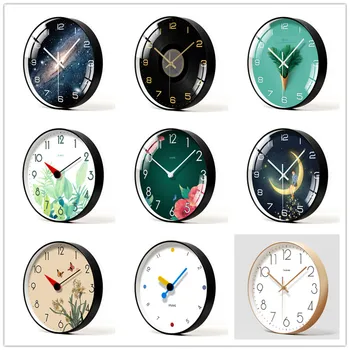 

Wall Clock Sticker Modern Watch Kitchen Quartz Acupressure Marble Home Decoration Living Room Silent Antique Round Acrylic Gift