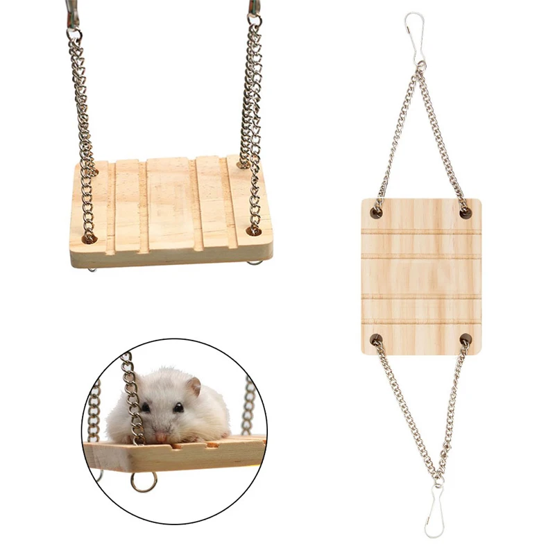 Small Animals Products Hamster Chinchilla Toys Wooden Swing Harness Hanging Bed Parrot Rest Mat Pet Hanging Pet Toys Accessories5