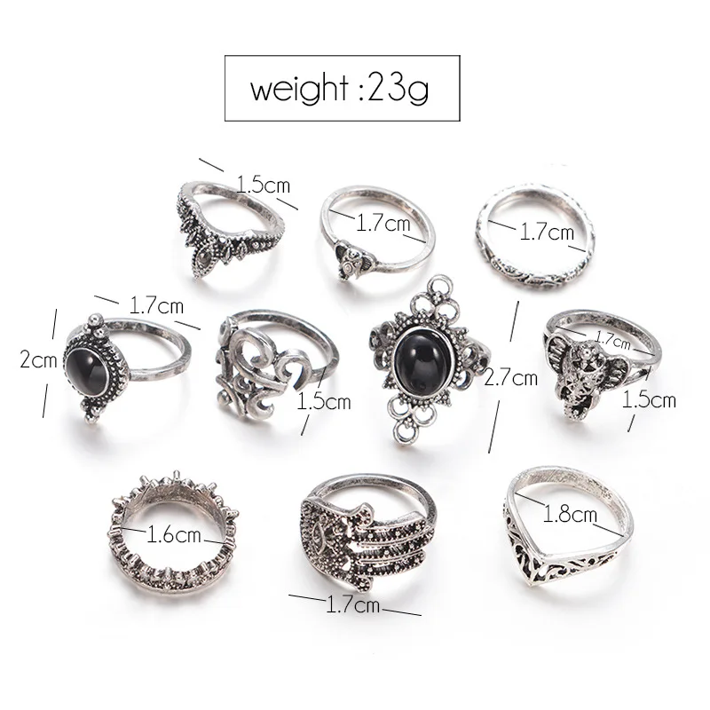 20 видов стилей, богемное кольцо на кончик пальца средней длины, набор для женщин, кристалл, слон, корона, полумесяц, геометрические кольца на палец, винтажные ювелирные изделия