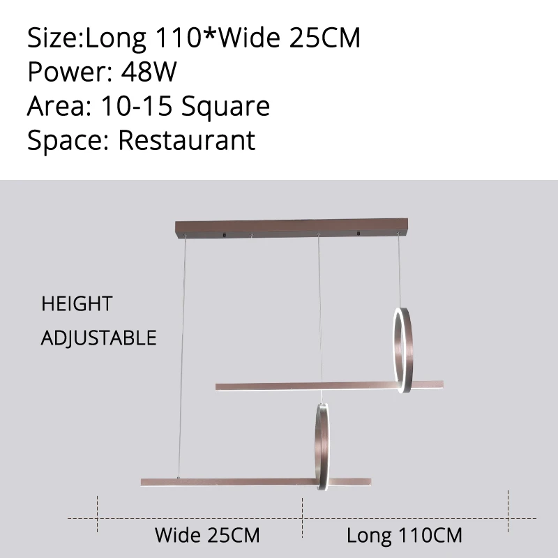 Современные светодиодные подвесные светильники для учебы, столовой, лампы с дистанционным управлением, освещение, блеск золотой оправа кофейного цвета, лампа AC90-260V QIYIMEI - Цвет корпуса: Coffee 2rings 48W