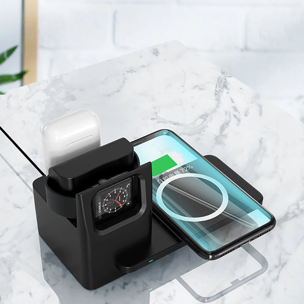 3 в 1 беспроводная зарядная подставка для iPhone 11 Pro Max Беспроводная зарядная док-станция магнитное зарядное устройство для Apple Watch 4 3 2 1 3в1