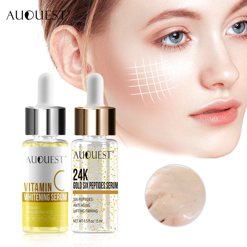 AuQuest витамин 24K Золотая Сыворотка для лица, отбеливающая эссенция для кожи, против старения, для удаления морщин, увлажняющий крем для кожи-in Сыворотка from Красота и здоровье on AliExpress 