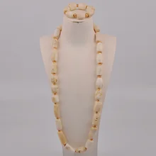 Collana di perle di corallo naturale bianco degli uomini delle coppie di moda gioielli da sposa africani Set di gioielli da sposa nigeriani AU-179