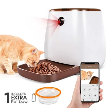 

Automatic pet feeder smart dog and cat drinking fountain timer setting 1008P smart phone camera remote viewing voice and video