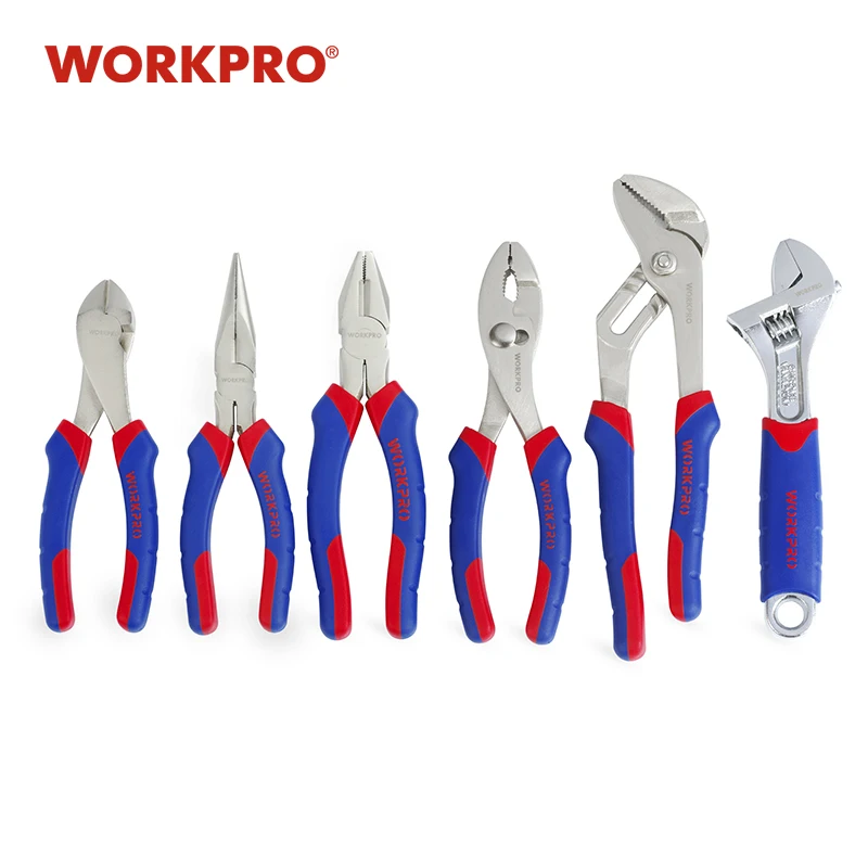 WORKPRO 6PC Home Tool Set  Plier Set Joint Pliers Diagnoal Pliers Water Pump Plier Adjustable wrench