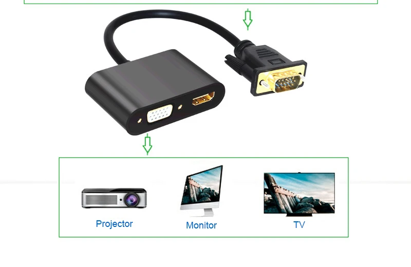 2 в 1 VGA адаптер VGA в кабель HDMI VGA разъем для ноутбука к HDTV проектору Видео Аудио конвертер 1080P VGA HDMI конвертер