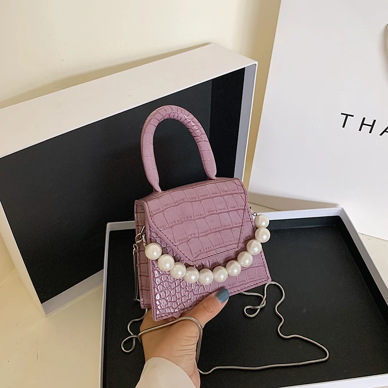 

Stone Pattern Leather Crossbody Bags for Women Purses and Handbags Pearl Design Mini Shoulder Messenger Bags Lady Small Hand Bag