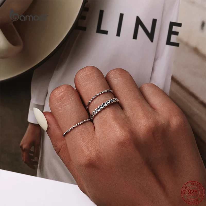 925 Sterling Silver Simple Braided Ring For Women Classic Elegant Stackable Ring Wedding Jewelry Accessories silver rings silver ring wedding rings