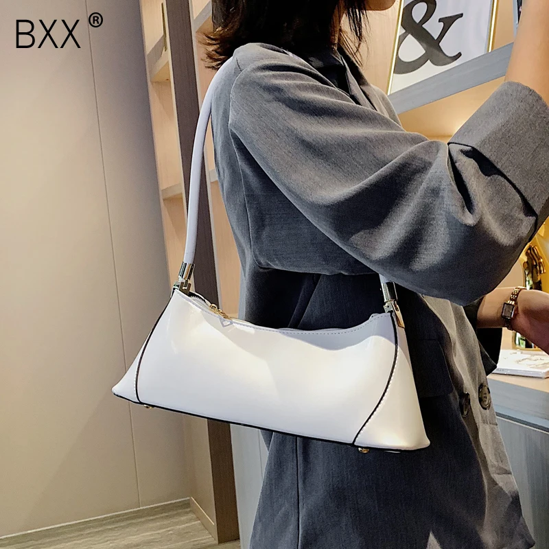 

[BXX] Women's Single Shoulder Crossbody Bag All-match Baguette Bag 2019 Autumn Brand Designer Female PU Leather Handbag HI204