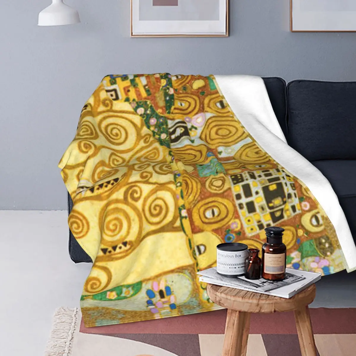 

Фланелевое покрывало Gustav Klimt с изображением дерева жизни, художественное одеяло для дивана, уличный легкий коврик для кровати