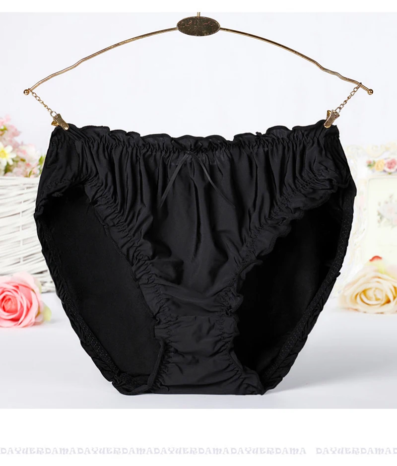 Women's Plus Size Mid Waist Bamboo Fibre Ruffles Rim Panties