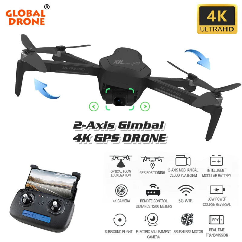 Dron 4K GPS Drone with 2-Axis Gimbal HD Camera Brushless Folding Quadcopter Follow Me RC Quadrocopt