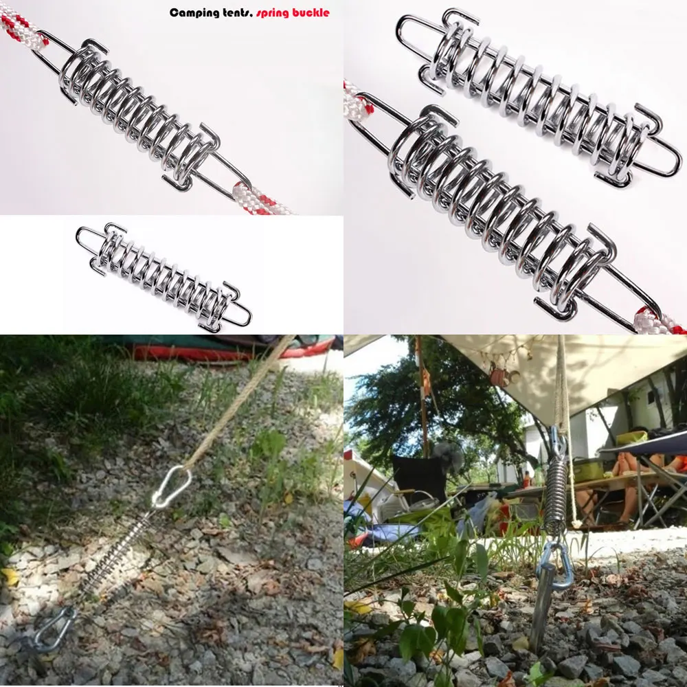 5pcs Heavy Duty Stainless Steel Camping Awning Tent Rope Tensioner Spring