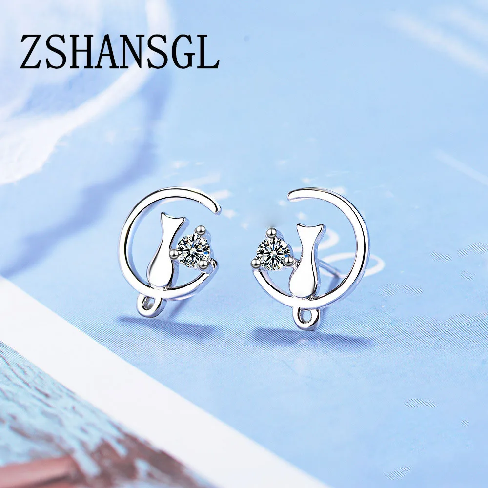 

Cat Collection Hot Authentic 925 Sterling Silver Earrings Sticky Cute Cat with CZ Small Stud Earrings for Women Fashion Jewelry