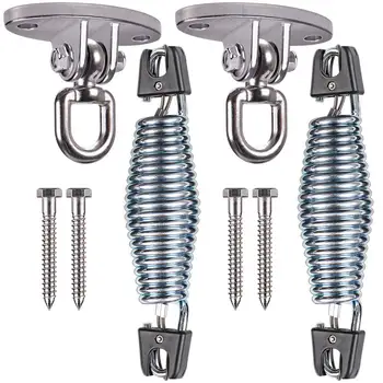 

Set of 2 Permanent Antirust 304 Stainless Steel Swing Hangers and Porch Swing Springs Hanging Kit for Hammock Chair, Free-Stand