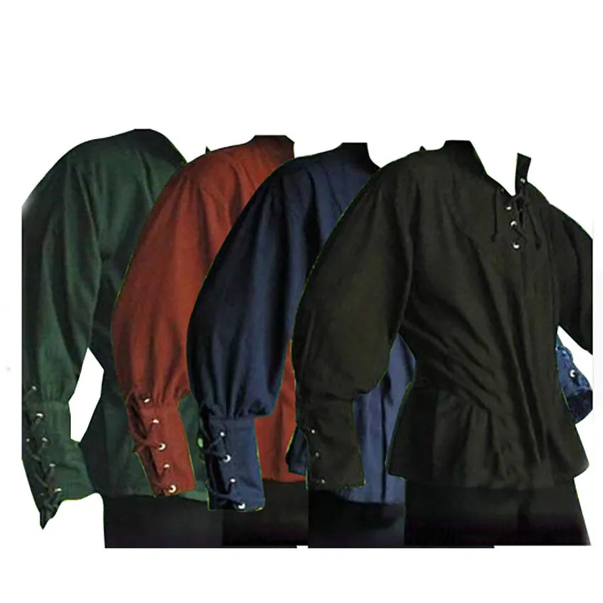 Disfraz de novio Medieval renacentista para hombre, camisa con cordones