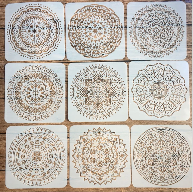 4 Pack 12x12 Inch Mandala Stencils, Large Reusable Stencils for Crafts -  Laser Cut Painting Template - Drawing Stencil for Floor, Wall, Tile,  Fabric