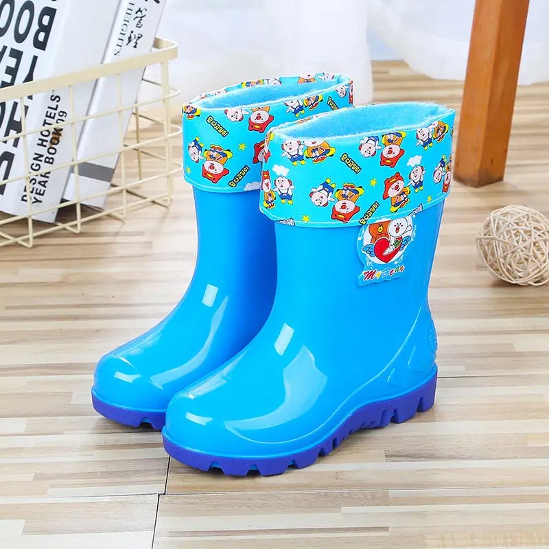 

Soft children's rian boots spring/autumn fashion style high top waterproof rian shoes gilrs ankle snow boots short plush shoes