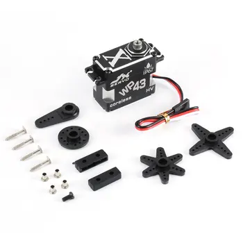 

JX WP45 45KG Waterproof Servo 8.4V 0.11sec Steel Gear 180 Degree HV Aluminum Coreless Servo for TRX 1/10 RC Car Boat Fixed-wing
