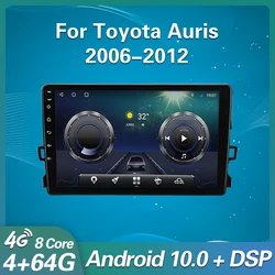 Autoradio Android, Navigation GPS, Carplay, DVD, lecteur multimédia vidéo, 2 Din, pour voiture Toyota Auris (2006, 2007, 2008, 2012) 