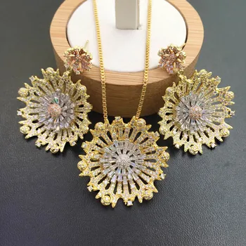 

Vanifin Fashion Jewelry Luxury Gorgeous Exaggerated Redbud Plated Necklace with Earrings Banquet Popular Best