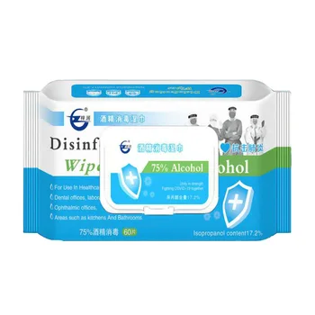 

60 Pieces/Pack 75% Alcohol Disinfect Wet Wipe Sterilize Sanitary Paper Wipes